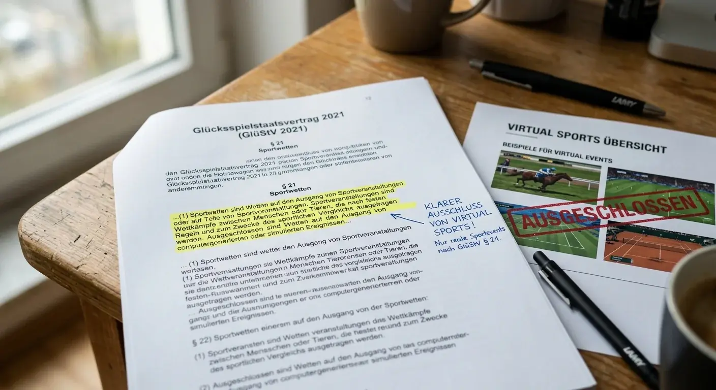 Warum virtuelle Sportwetten nicht auf der GGL Whitelist stehen: GlüStV 2021 Paragraph 21 und der Ausschluss simulierter Events