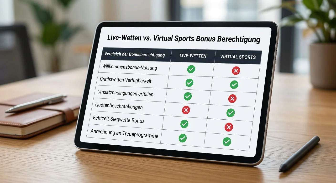 Bonusberechtigung im Vergleich zwischen Live-Wetten und virtuellen Sportereignissen bei verschiedenen Anbietern