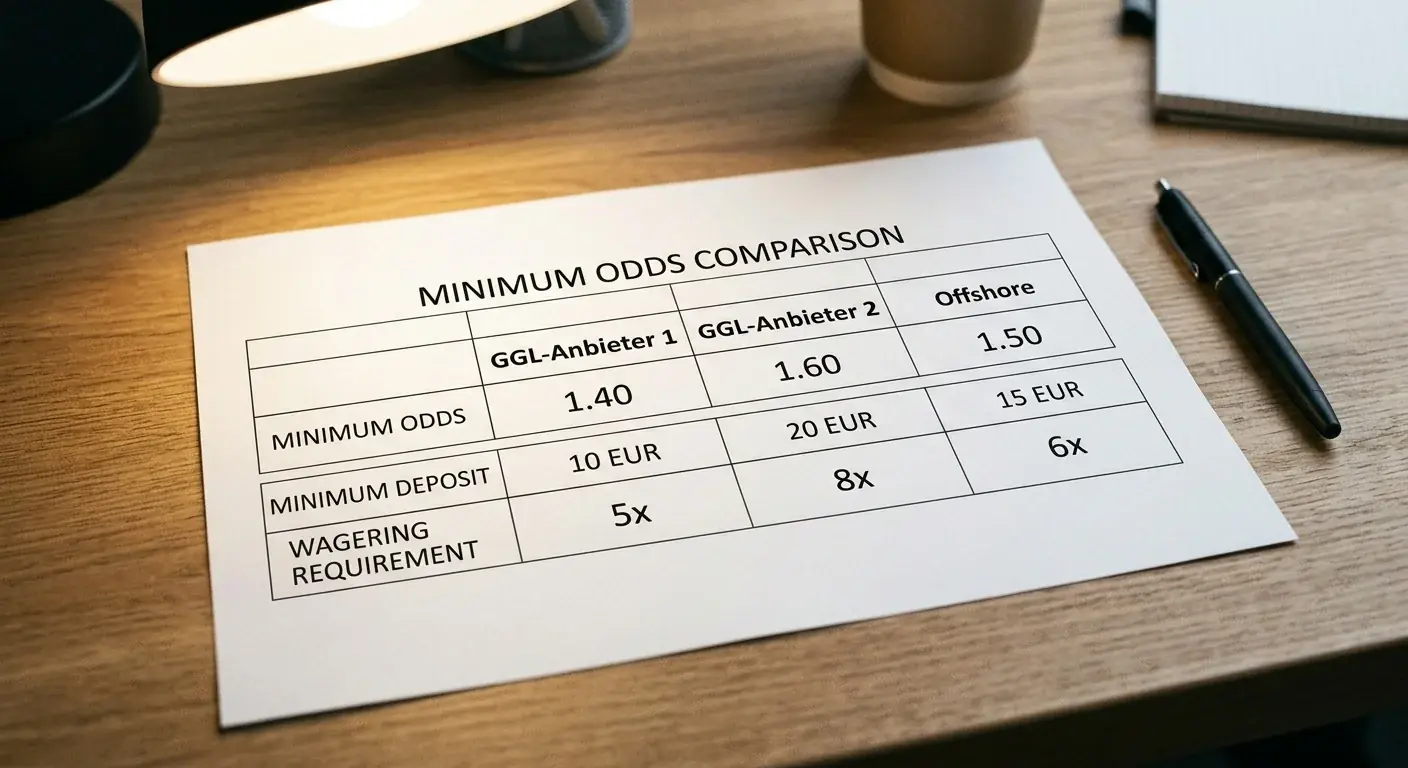 Mindestquoten im Anbietervergleich bei deutschen und offshore Sportwetten Buchmachern — typische Werte zwischen 1.40 und 2.00