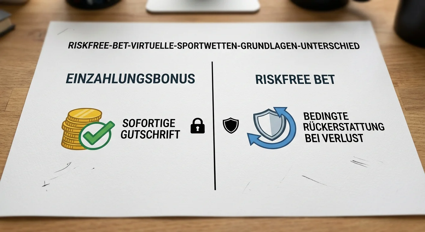 Riskfree Bet Grundlagen — Unterschied zwischen risikoloser Wette und klassischem Einzahlungsbonus bei Sportwetten erklärt