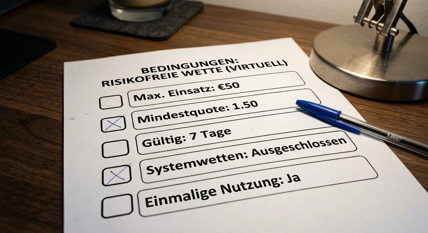 Typische Bedingungen bei Riskfree Bets für virtuelle Sportereignisse — Mindestquoten, Maximalbetrag und Gültigkeit