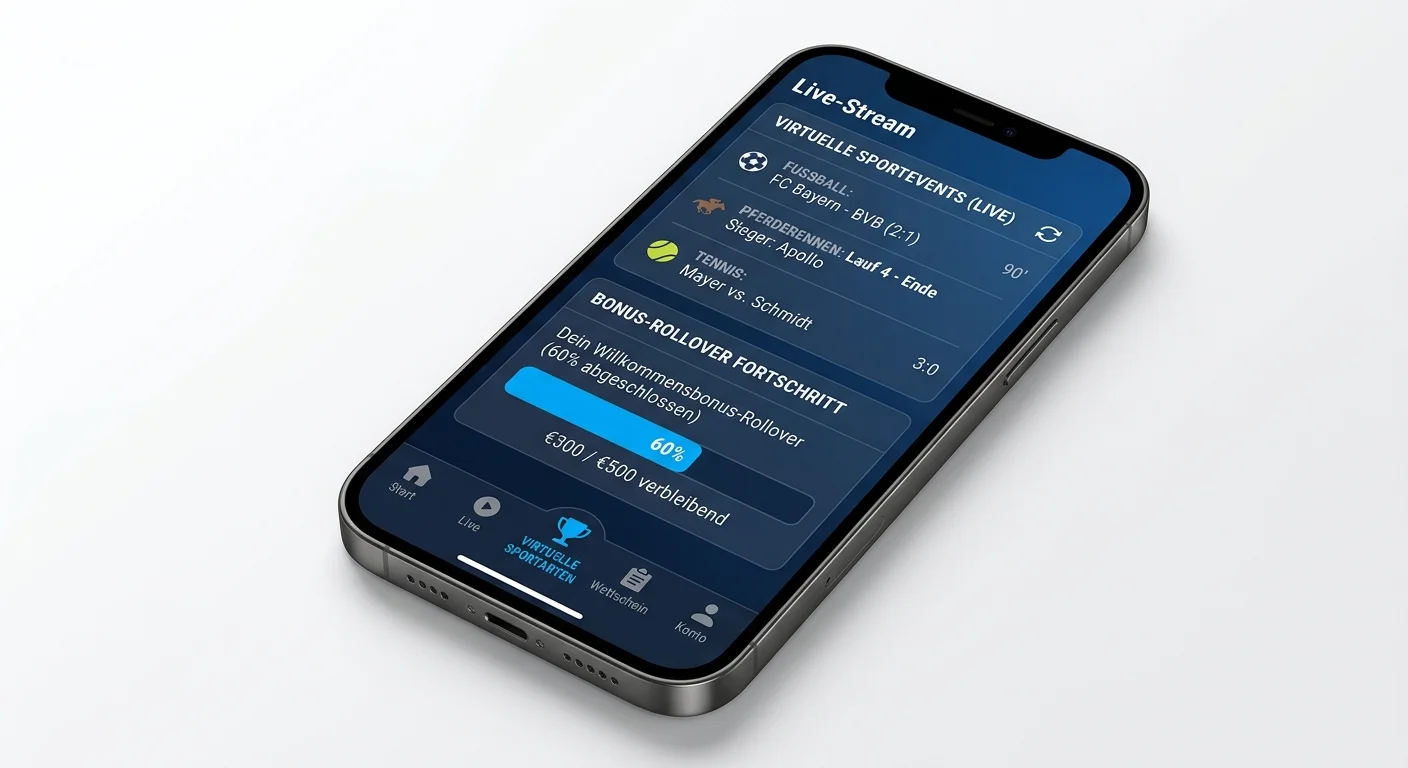 Merkmale einer guten Sportwetten App für Virtual Sports Bonus - Echtzeit-Events und Rollover-Anzeige auf dem Smartphone