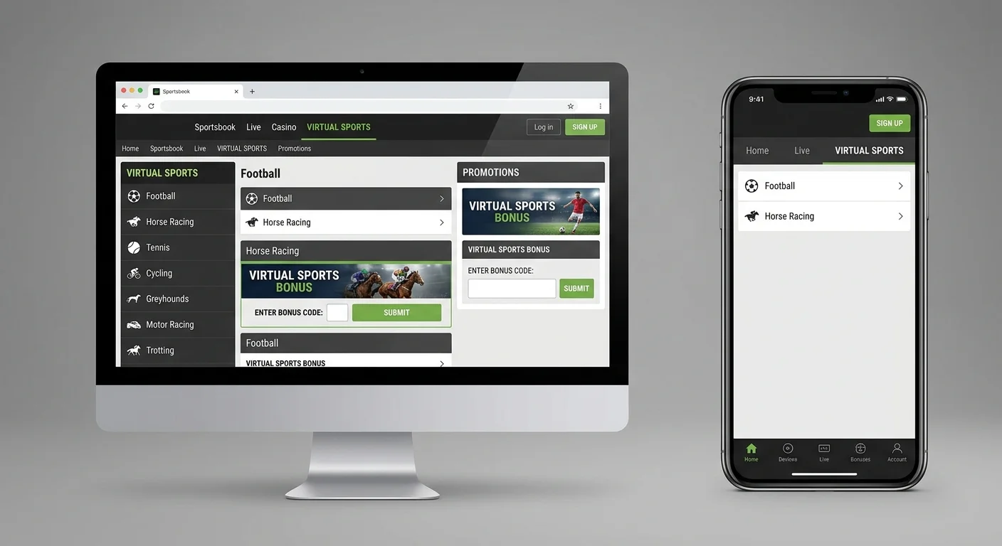 Vergleich zwischen Sportwetten App und Desktop bei Virtual Sports Bonus - Unterschiede im Angebot und der Bonusnutzung