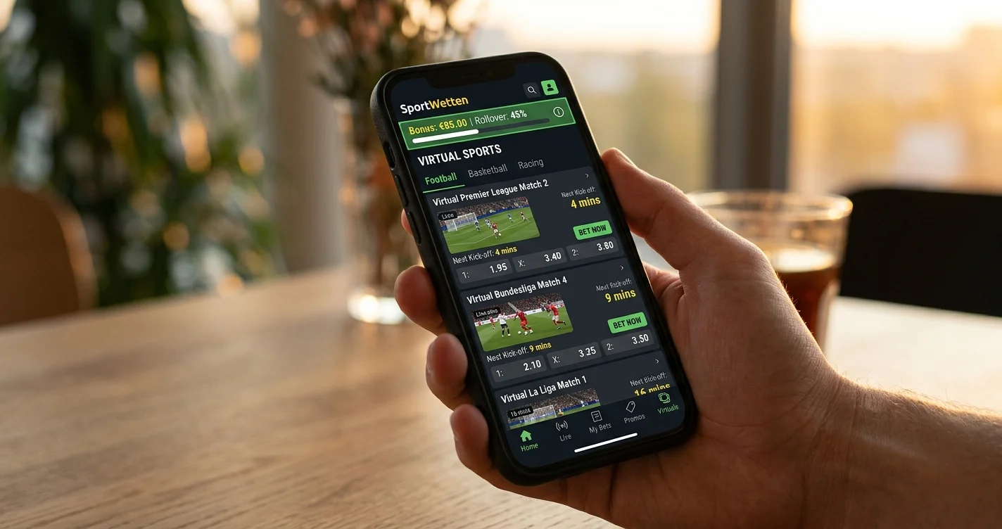 Sportwetten App Virtual Sports Bonus - Mobile Wetten auf virtuelle Sportereignisse mit Bonusnutzung unterwegs