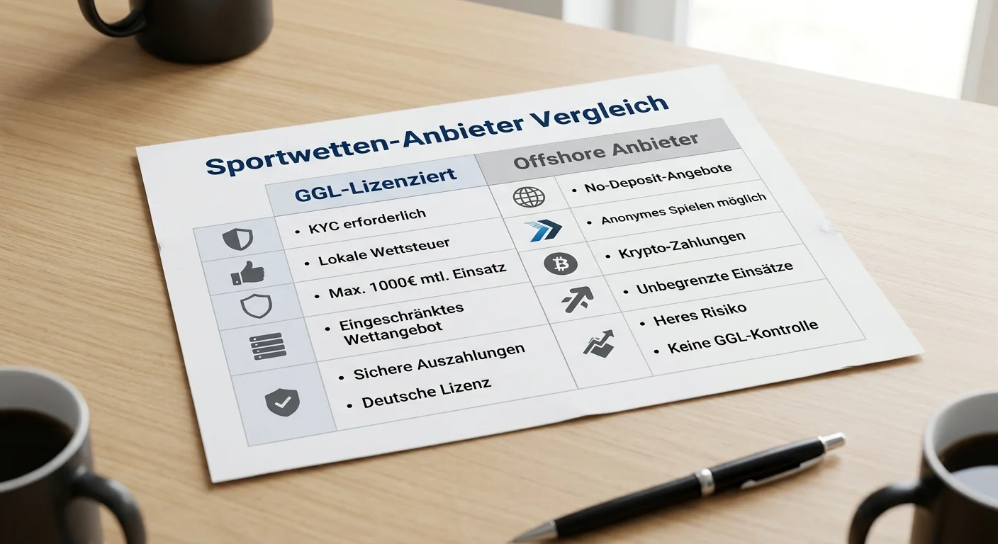 Sportwetten Anbieter mit No-Deposit-Bonus 2026 — GGL-lizenzierte versus offshore Buchmacher im Vergleich