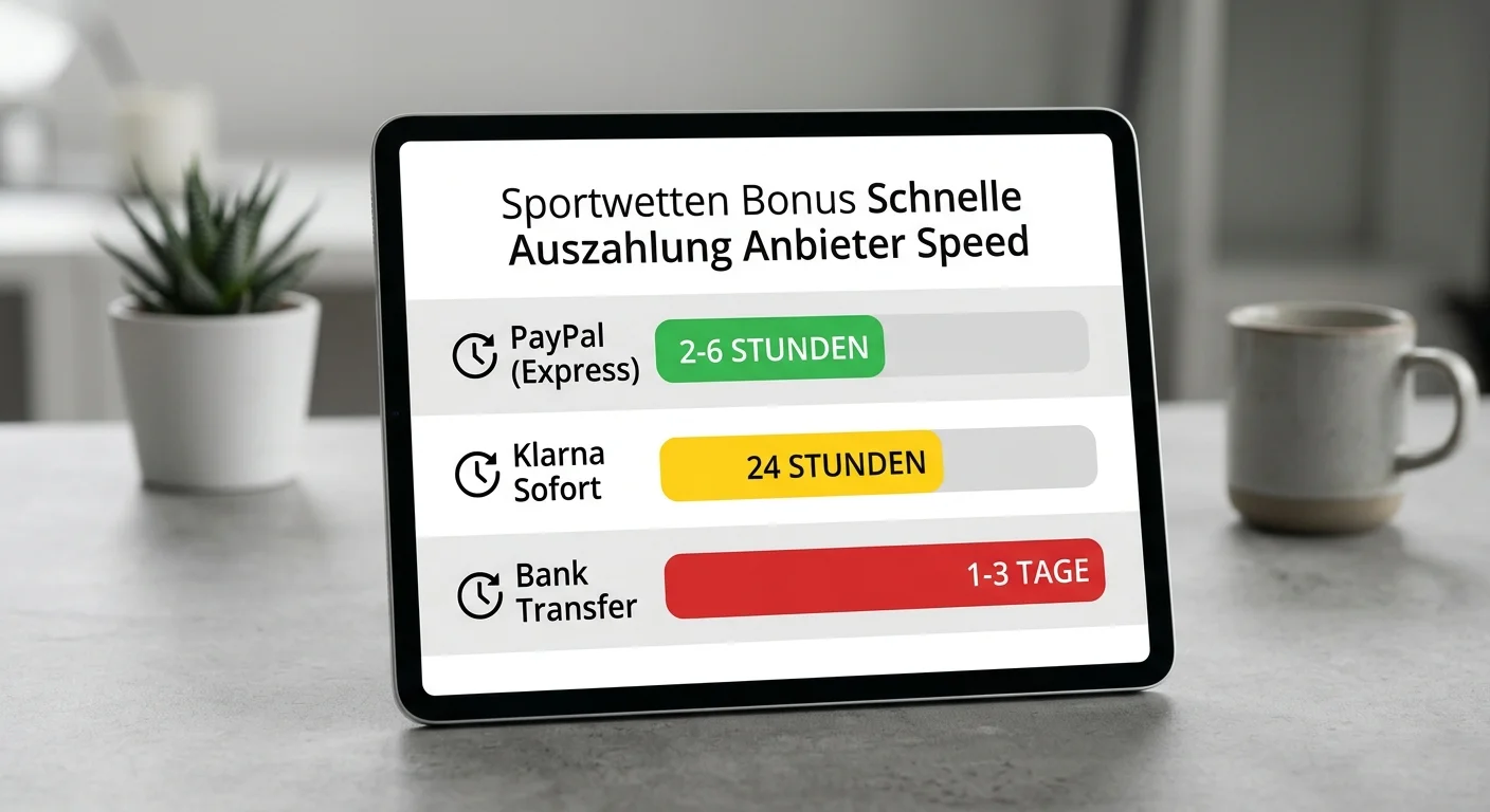 Vergleich der Auszahlungsgeschwindigkeit verschiedener Sportwetten Anbieter in Deutschland nach Zahlungsmethode
