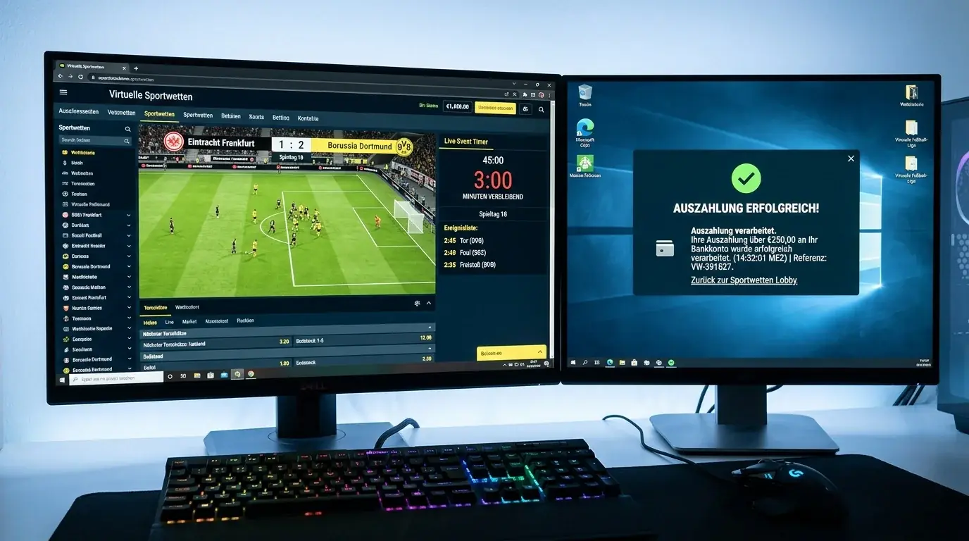Auszahlungsbesonderheiten bei Virtual Sports Bonus Clearing - Vergleich von GGL-lizenzierten und offshore Anbietern