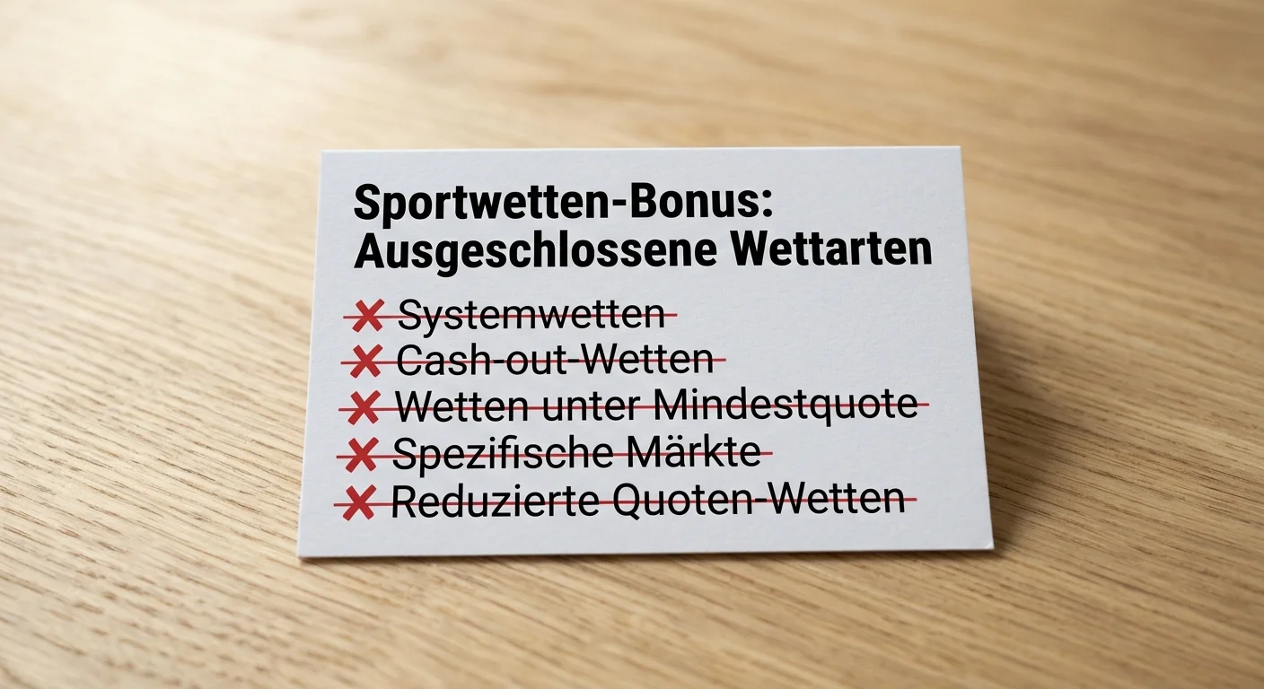 Ausgeschlossene Wettarten beim Sportwetten Bonus Systemwetten Cash-out Virtual Sports