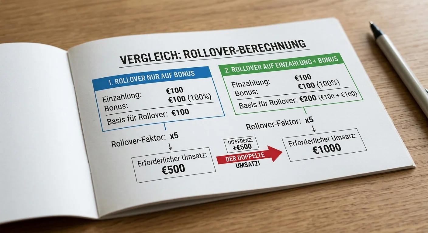Rollover Basis Unterschied Bonus versus Einzahlung plus Bonus bei Sportwetten erklärt