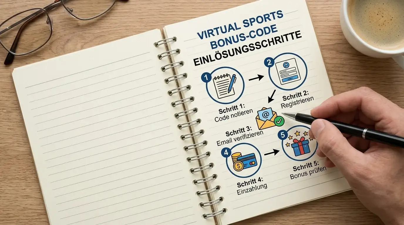 Schritt-für-Schritt Anleitung zum Einlösen eines Virtual Sports Bonus Codes bei einem Sportwetten Anbieter