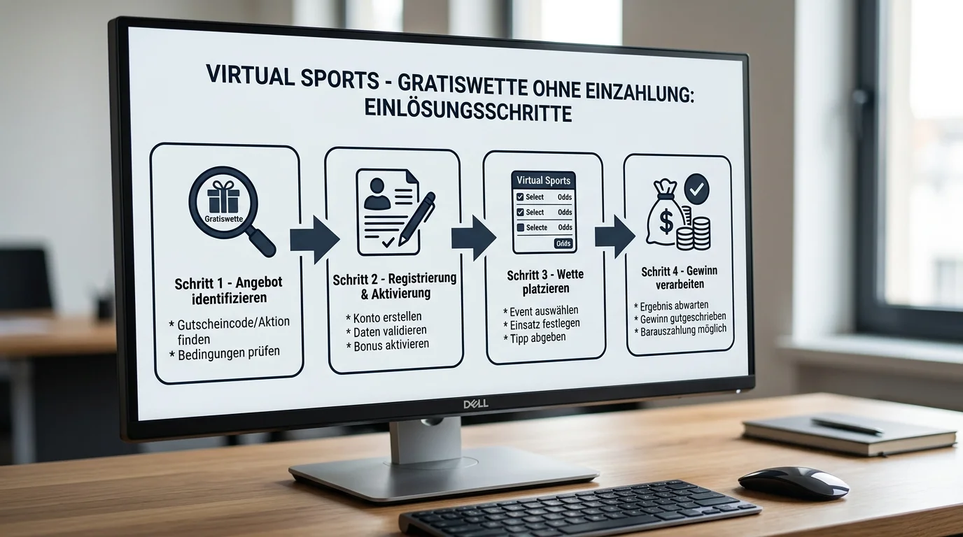 Gratiswette virtuelle Sportwetten einlösen Schritt für Schritt Anleitung 4 Schritte
