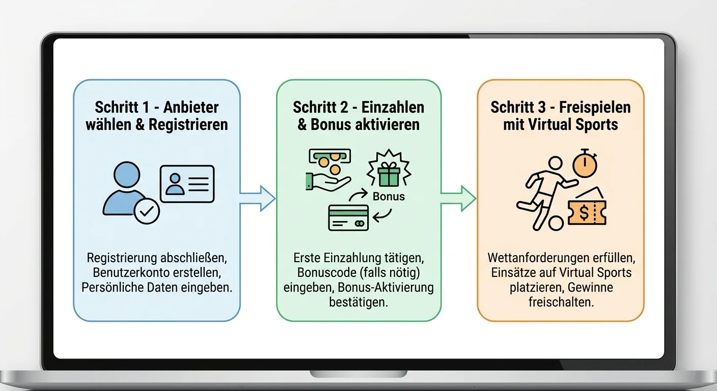 Schritte zum Virtual Sports Bonus Anmelden Einzahlen Freispielen erklärt