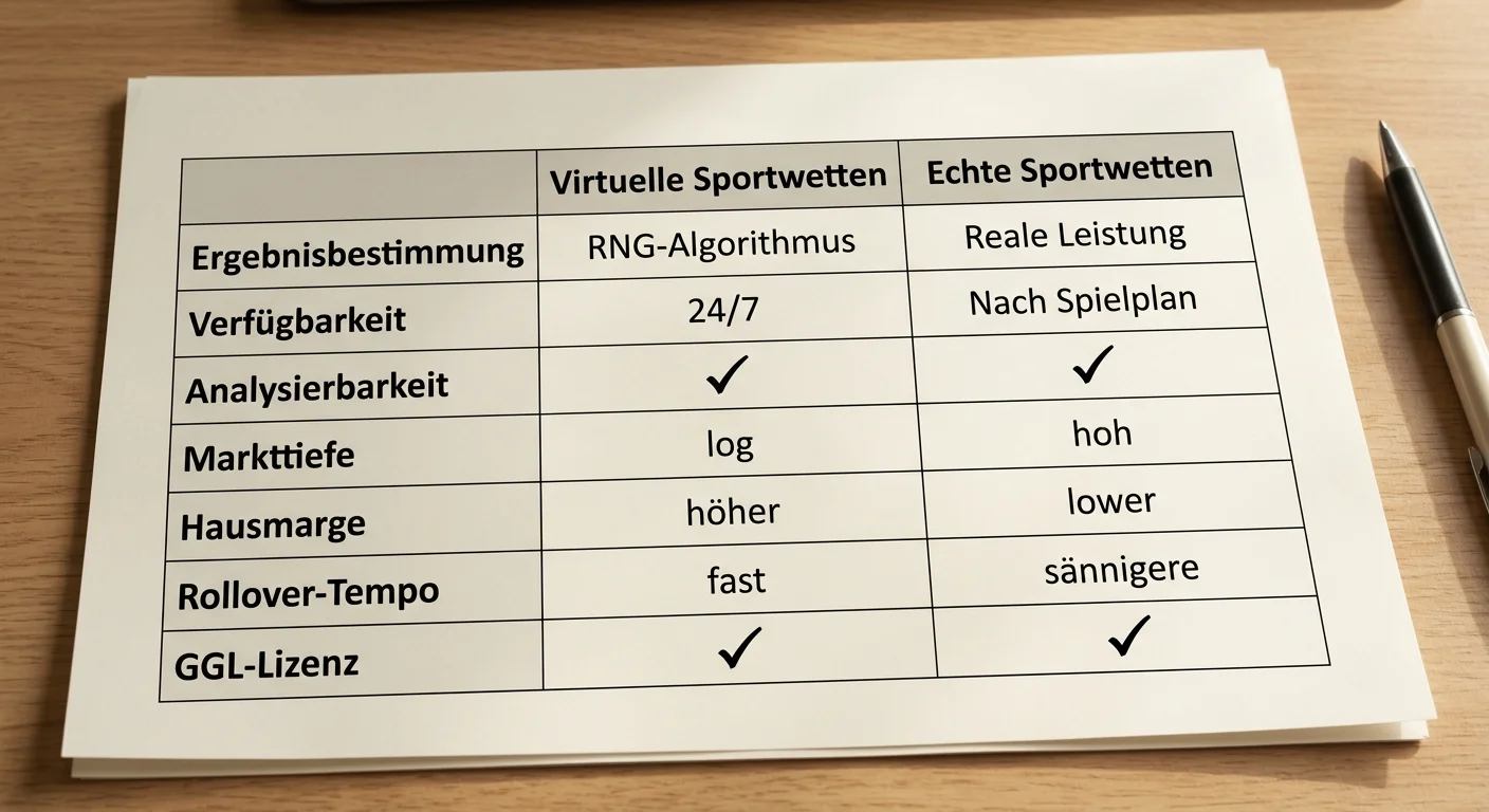 Virtual Sports versus echter Sport Vergleich Unterschiede RNG Verfügbarkeit Markttiefe